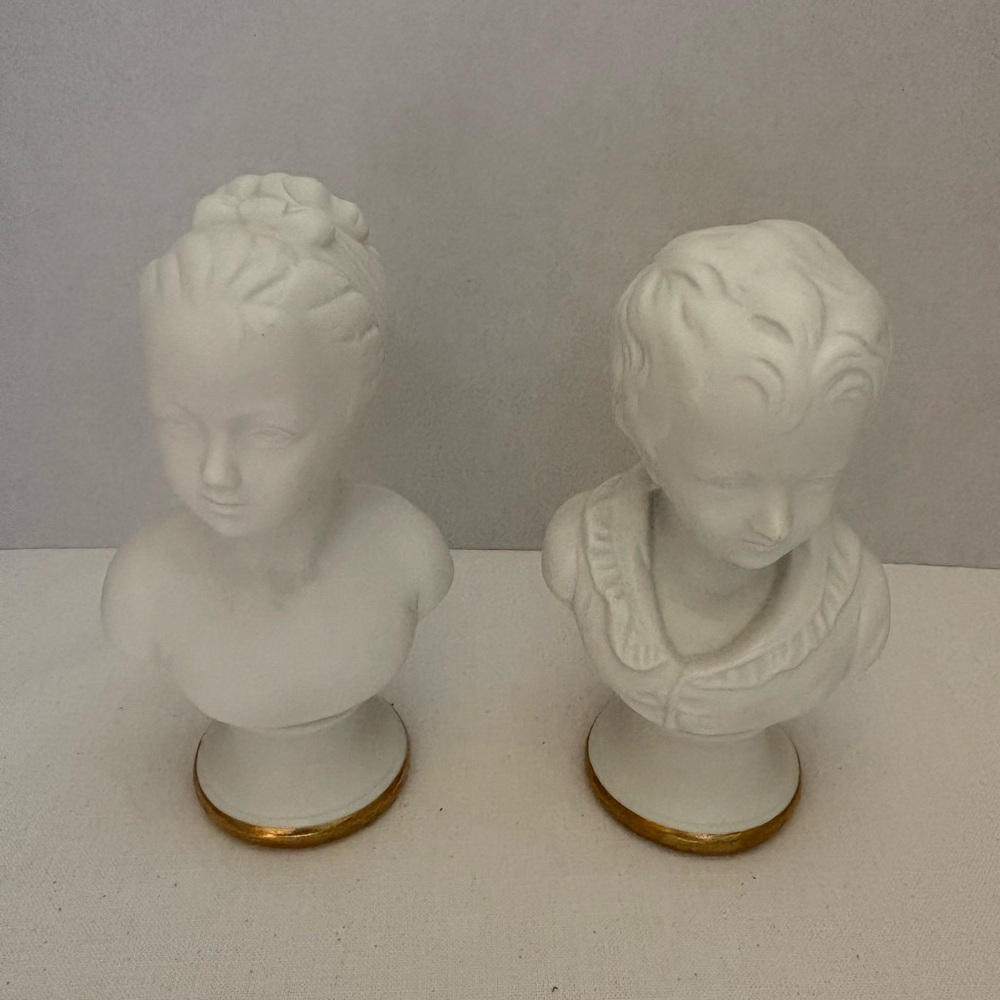 Vintage Porcelain Boy and Girl Figurine Lefton Bust made in Japan